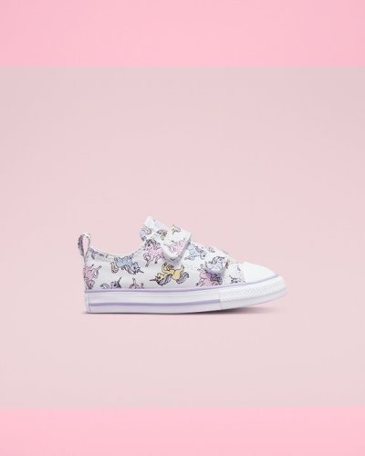 Converse Chuck Taylor All Star 2V Unicorns Toddler Lave Sko Barn, Hvite NO-353301